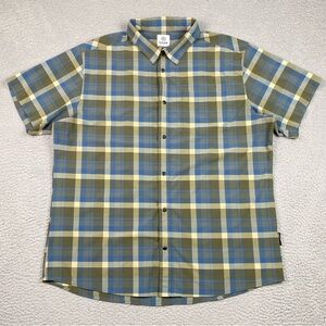 Flylow Shirt Men's Size XXL Plaid Short Sleeve Button Up Lightweight Stretch EUC